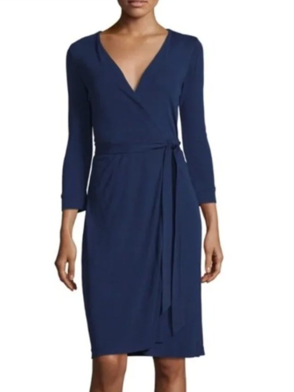 Diane von Furstenberg Julian StretchJersey Wrap Dress, Midnight Navy Size 8